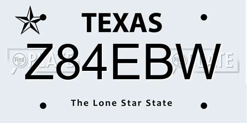 Z84EBW Texas License Plate