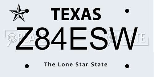 Z84ESW Texas License Plate