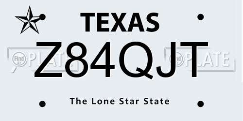 Z84QJT Texas License Plate