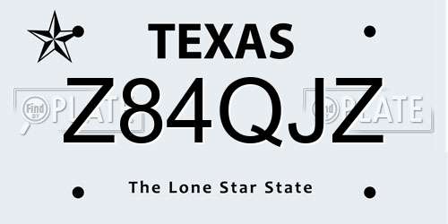 Z84QJZ Texas License Plate