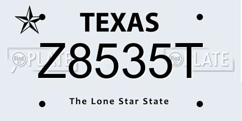 Z8535T Texas License Plate