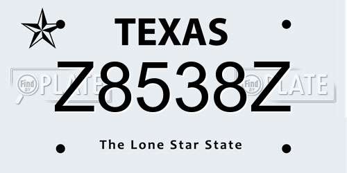 Z8538Z Texas License Plate