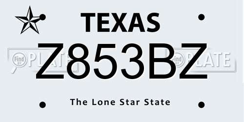Z853BZ Texas License Plate