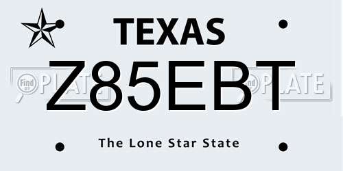 Z85EBT Texas License Plate