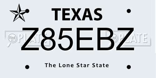 Z85EBZ Texas License Plate