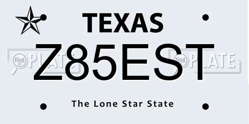 Z85EST Texas License Plate