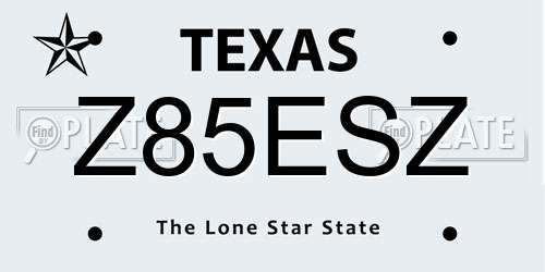 Z85ESZ Texas License Plate