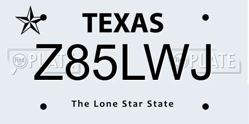 Z85LWJ Texas License Plate