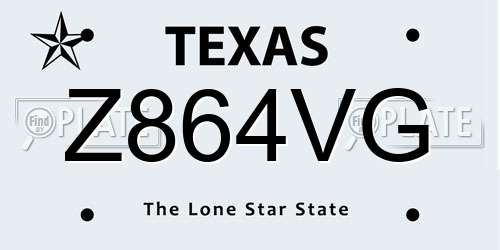 Z864VG Texas License Plate