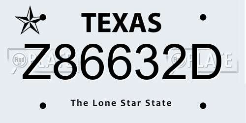 Z86632D Texas License Plate