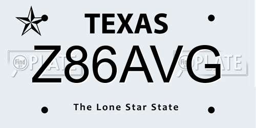 Z86AVG Texas License Plate