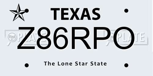 Z86RPO Texas License Plate