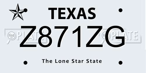 Z871ZG Texas License Plate