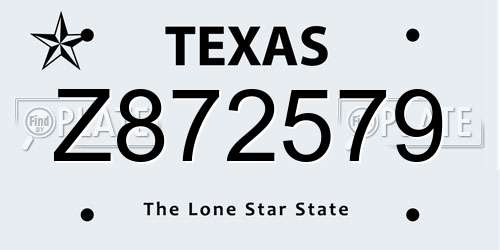 Z872579 Texas License Plate