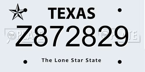 Z872829 Texas License Plate
