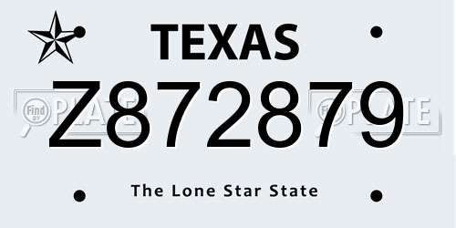 Z872879 Texas License Plate