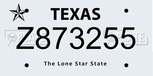 Z873255 Texas License Plate