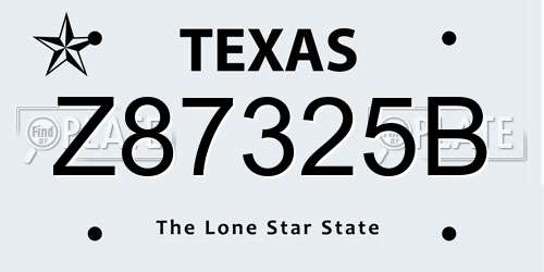 Z87325B Texas License Plate