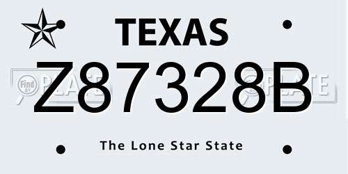 Z87328B Texas License Plate