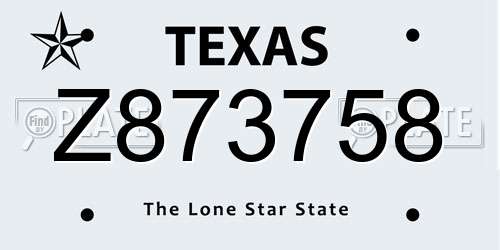 Z873758 Texas License Plate