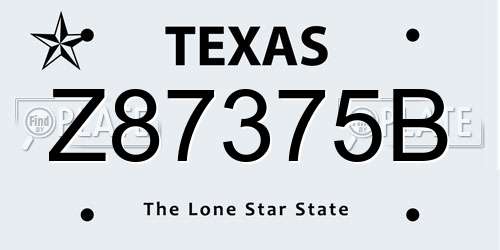 Z87375B Texas License Plate