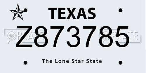 Z873785 Texas License Plate