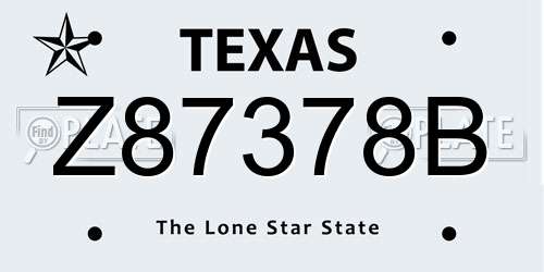 Z87378B Texas License Plate
