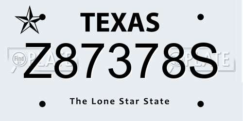 Z87378S Texas License Plate