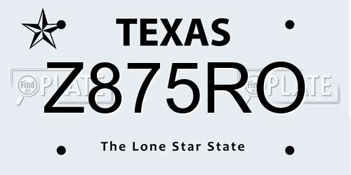 Z875RO Texas License Plate