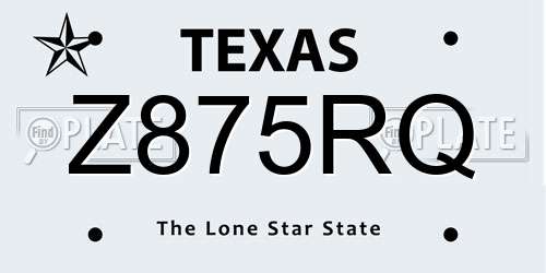 Z875RQ Texas License Plate