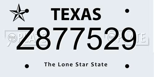 Z877529 Texas License Plate