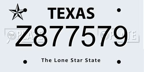 Z877579 Texas License Plate
