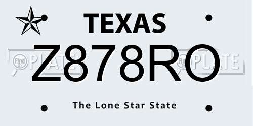 Z878RO Texas License Plate