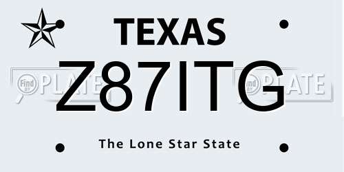 Z87ITG Texas License Plate