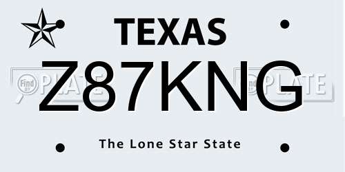 Z87KNG Texas License Plate