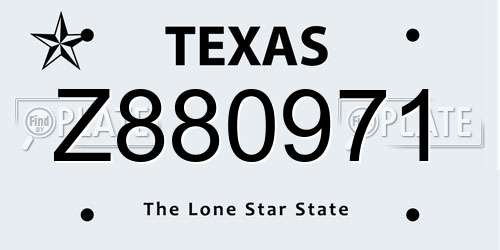 Z880971 Texas License Plate