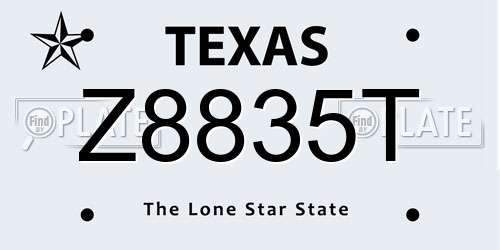 Z8835T Texas License Plate
