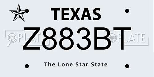 Z883BT Texas License Plate