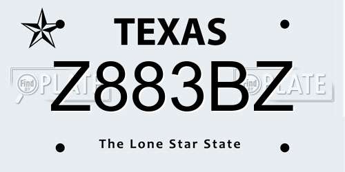 Z883BZ Texas License Plate