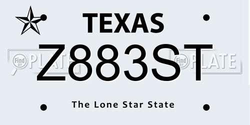 Z883ST Texas License Plate