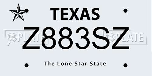 Z883SZ Texas License Plate