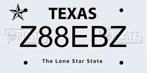 Z88EBZ Texas License Plate