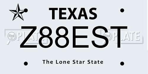 Z88EST Texas License Plate