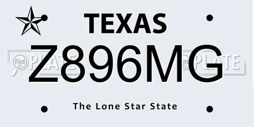 Z896MG Texas License Plate