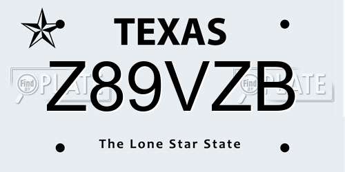 Z89VZB Texas License Plate