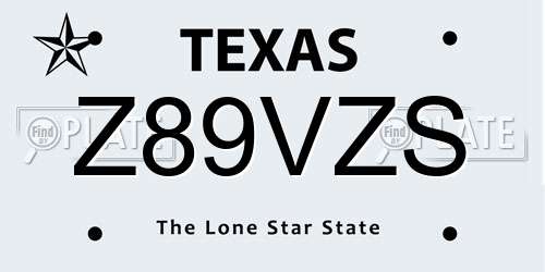 Z89VZS Texas License Plate