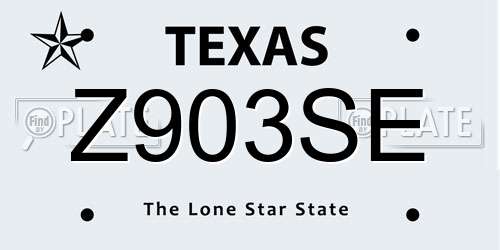 Z903SE Texas License Plate