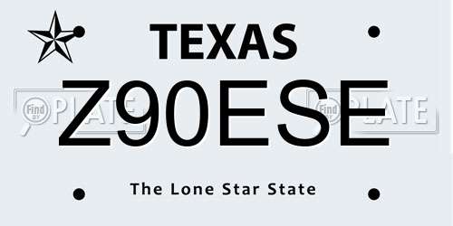 Z90ESE Texas License Plate