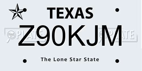 Z90KJM Texas License Plate