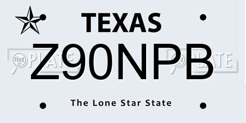 Z90NPB Texas License Plate